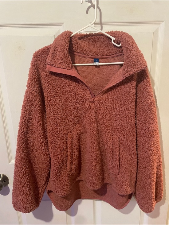 Old Navy Jackets & Blazers - Old Navy Dusty Rose Teddy Sherpa Quarter-Zip Jacket